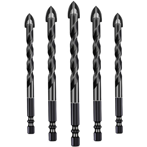 Masonry Drill Bits 10PCS for Tile Brick Glass Plastic Porcelain Marble Wood Ceramic Wall Mirror with 5 6 8 10 12mm Black