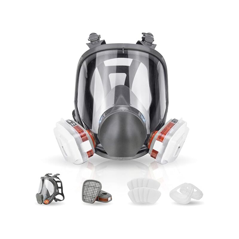 Masque à Gaz Masque Anti Poussiere Masque de Protection Masque Respiratoire Intégral Réutilisable avec Filtres Masque Idéal Pour