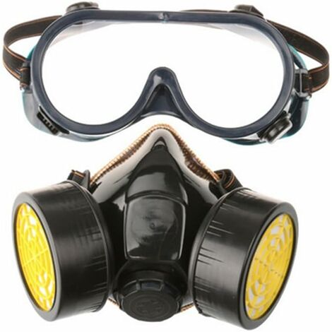 Masque à gaz professionnel masque de peinture au charbon actif respirateur avec 2 filtres anti-poussière, pesticides, formaldéhyde, laque colorée LangRay