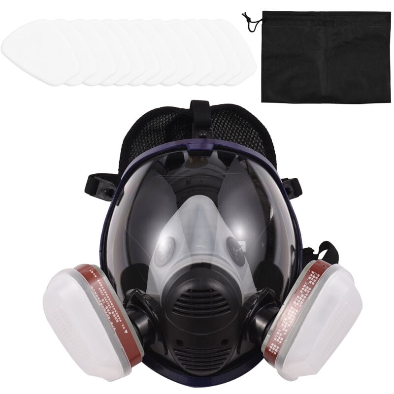 Lifcausal - Masque à gaz Sprays chimiques Peinture anti-formaldéhyde Masque au charbon actif Filtres faciaux complets en silicone Écran facial de