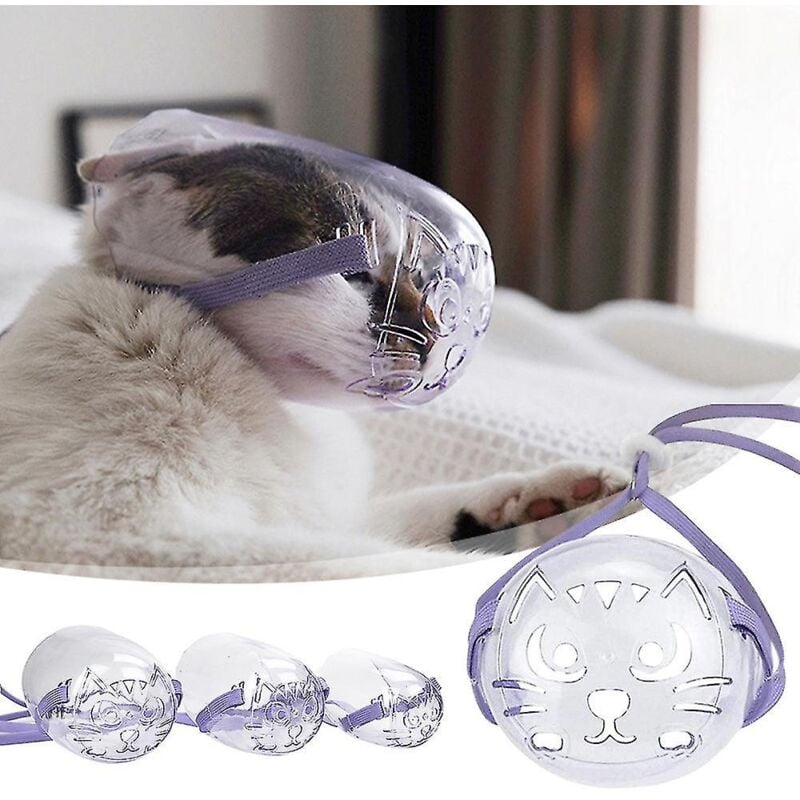 Fei Yu - Masque anti-morsure respirant transparent pour chat, protection buccale pour toilettage d'animaux de compagnie, taille l