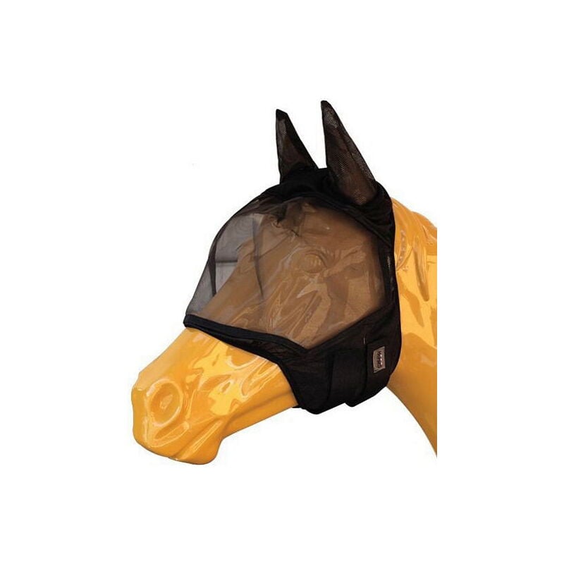 L, Noir: Masque pour chevaux anti-mosque en nylon modèle Soft Pro Mask