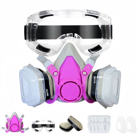 Masque anti-pollution semi-faciale rose – Protection contre peintures, pesticides, poussières industrielles, fumées, brouillard et décoration – Avec 10 filtres inclus-lsw
