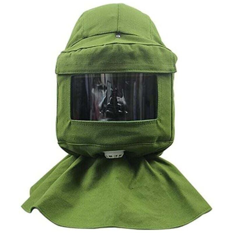 Image of Masque Anti-Poussière avec Casque de Protection Écharpe et Toile Verte pour Sablage