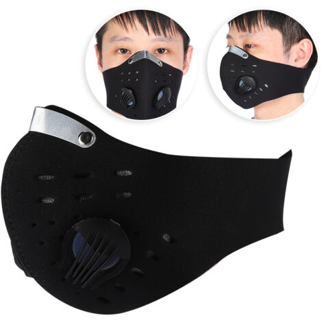 Masque anti-poussière cycliste avec filtre à charbon actif, confortable et respirant pour sport extérieur (Noir)