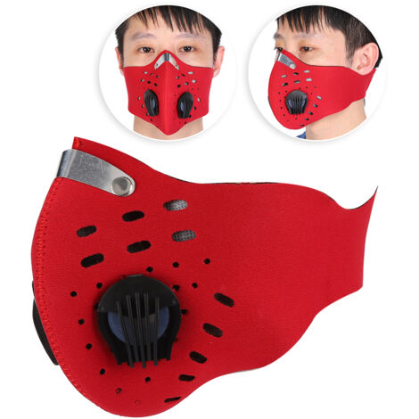 Masque anti-poussière cycliste réutilisable avec filtre à charbon actif - Rouge