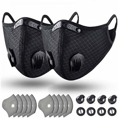 Masque anti-poussière lavable et réutilisable avec filtre pour la course à pied, le cyclisme et les activités de plein air. boucles d'oreilles noires, taille unique 5