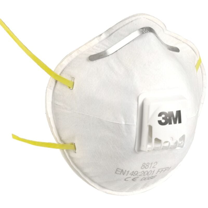 Boîte de 10 masques respiratoires coques jetables FFP1 avec soupape série 8812 blanc 3M 7000006980