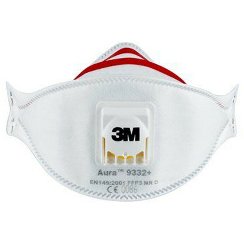 Boîte de 10 masques antipoussière avec valve FFP3 Aura 3M 9332+ - Blanc - Taille unique
