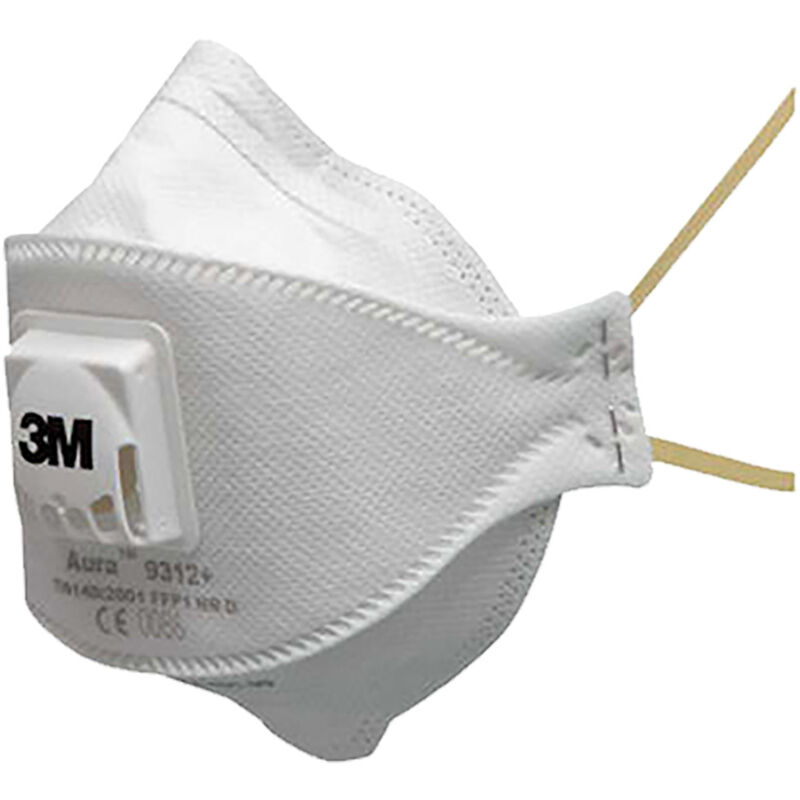 Boîte de 10 masques antipoussière avec valve FFP2 Aura 3M 9322+ - Blanc - Taille unique - Blanc