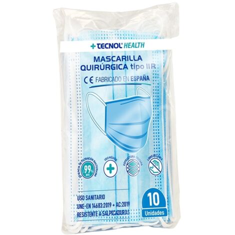 Masque chirurgical bleu adulte sac 10 unités.