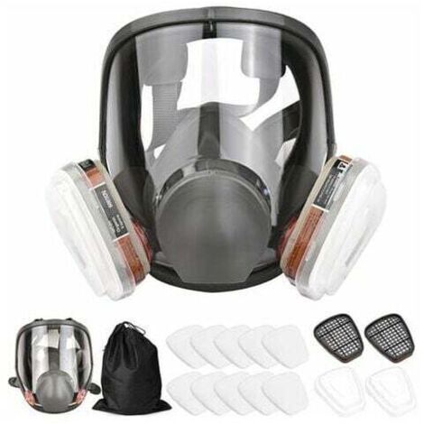 Masque complet 16 en 1 Masque complet Big Vision en silicone 1 corps de masque + 2 x cartouches filtrantes 3 + 2 x bouchons de filtre + 10 tampons filtrants + 1 sac de rangement