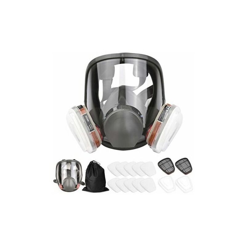 Masque complet 16 en 1 Masque complet en silicone 1 corps de masque + 2 x cartouches filtrantes 3 + 2 x bouchons de filtre + 10 tampons filtrants + 1