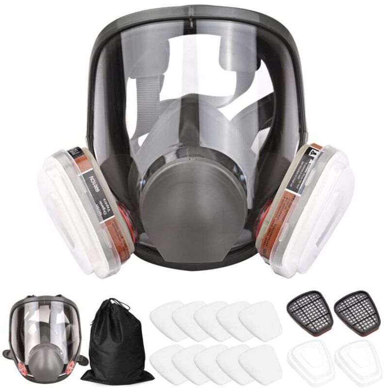 Masque complet 16 en 1 Masque complet en silicone 1 corps de masque + 2 x cartouches filtrantes 3 + 2 x bouchons de filtre + 10 tampons filtrants + 1