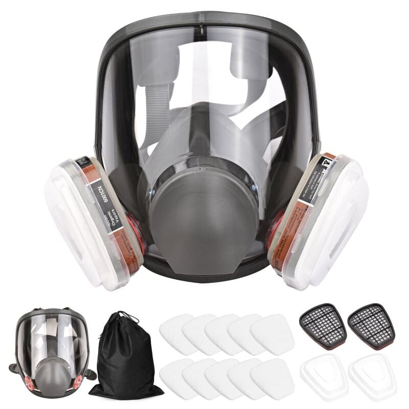 Masque complet 16 en 1 Masque complet en silicone 1 corps de masque + 2 x cartouches filtrantes 3 + 2 x bouchons de filtre + 10 tampons filtrants + 1
