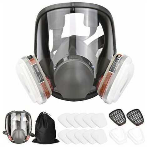 Masque complet 16 en 1 Masque complet en silicone 1 corps de masque + 2 x cartouches filtrantes 3 + 2 x bouchons de filtre + 10 tampons filtrants + 1 sac de rangement