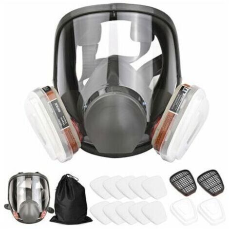 Masque complet 16 en 1 Masque complet en silicone 1 corps de masque + 2 x cartouches filtrantes 3 + 2 x bouchons de filtre + 10 tampons filtrants + 1 sac de rangement