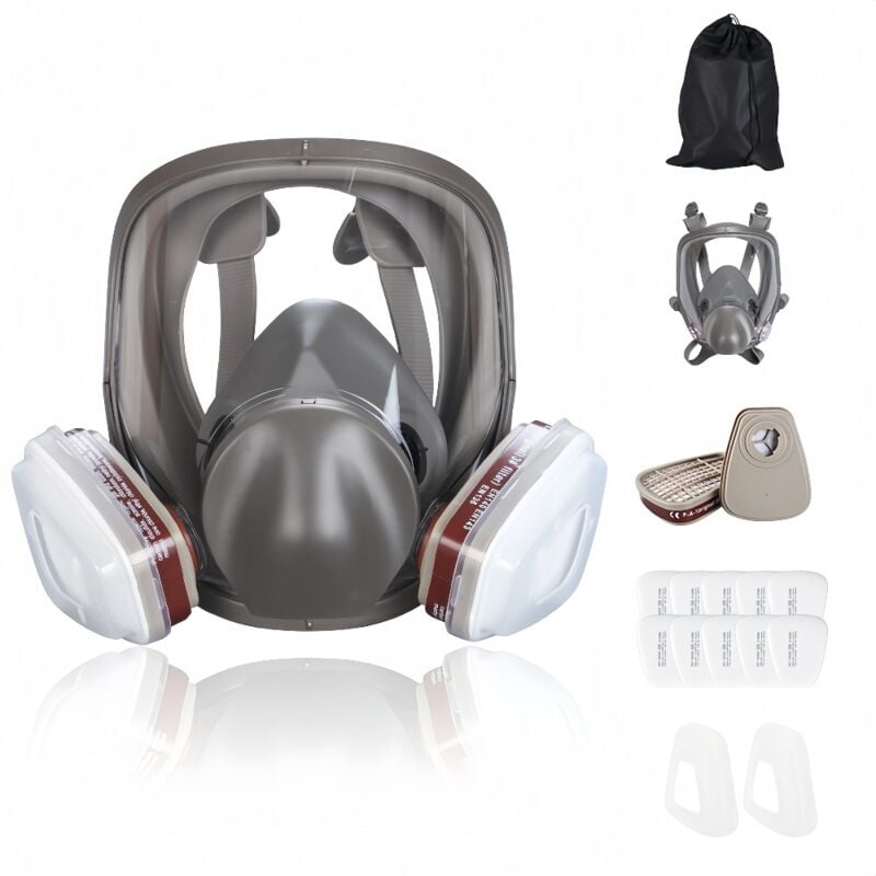 Grid Cool - 16 en 1Masque à gaz antibuée, respirateur facial intégral, respirateur de pulvérisation de peinture industrielle, filtre de travail de