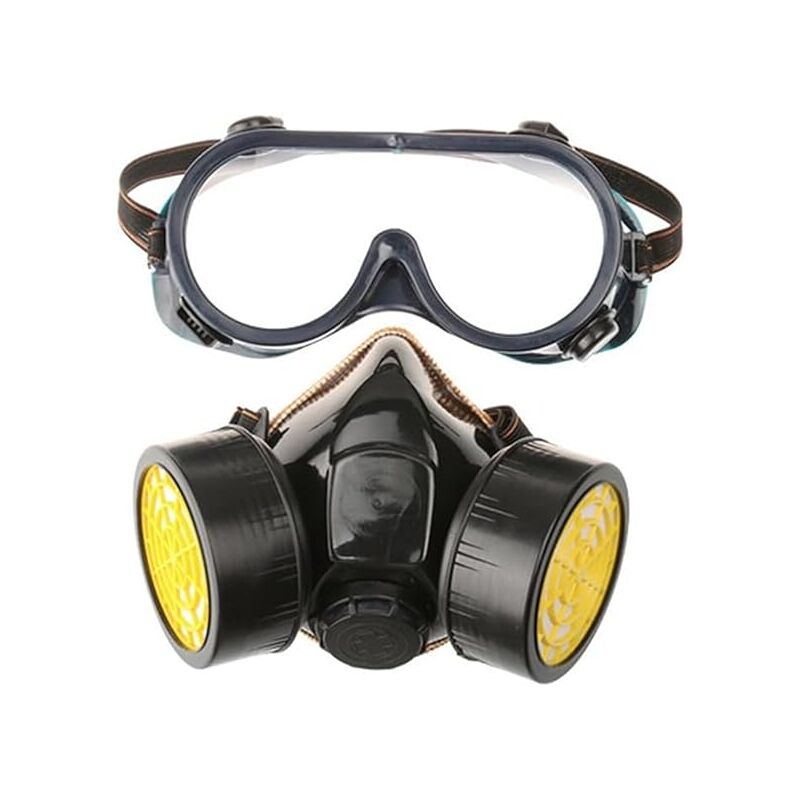 Masque de à gaz avec 2 filtres à charbon actif Qualité professionnelle Protection contre la poussière, les pesticides, le formaldéhyde et la peinture