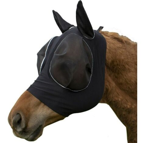 masque de cheval anti-mouches avec protection anti-oreilles, maille respirante, anti-UV, anti-moustiques, insectes, masque de frein