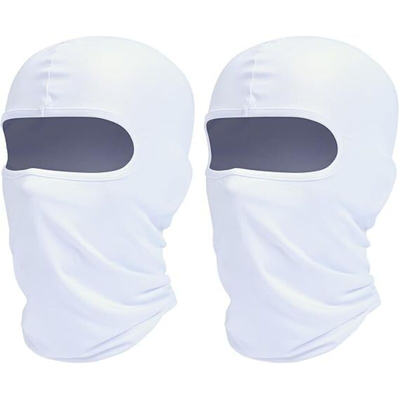 Masque de cyclisme extérieur blanc (2 pièces), bandeau/couvre-chef sportif coupe-vent et respirant pour vélos et motos.