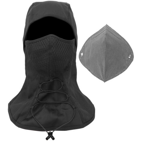 Masque de cyclisme unisex en polyester, couvre-visage pour sports extérieurs, imperméable et coupe-vent, chapeau chaud noir