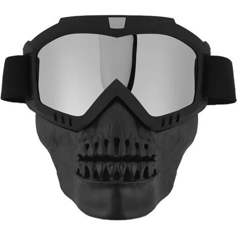 Masque de motocross avec visière intégrée pour casque - Unisexe Hommes Femmes - Argenté - Conçu pour la course tout-terrain, VTT et moto dirt