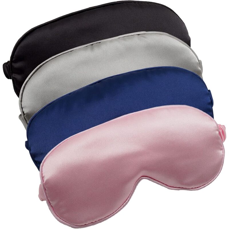 Masque de nuit pour les yeux, lot de 4, en satin doux, avec bande élastique, unisexe