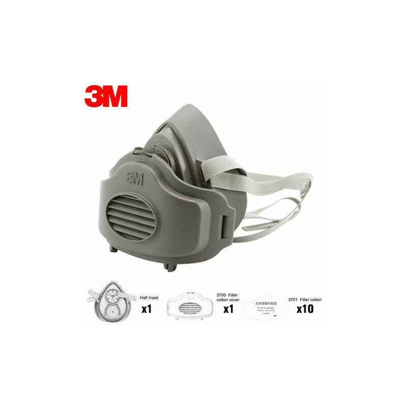 Start - Masque De Protection 3M 3200 (Demi-Masque Anti-Particules/Poussieres) +3701 Filtre Coton10+3700 Housse Coton Filtre1
