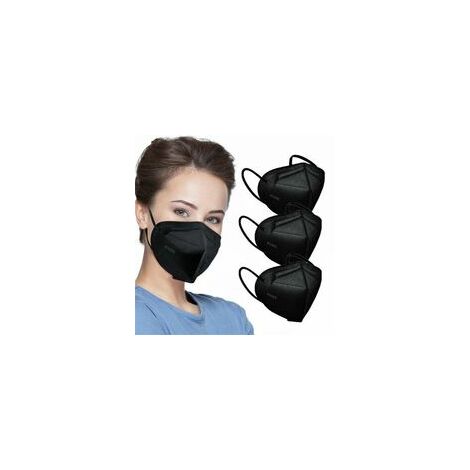 Masque de protection 50pcs KN95 masque facial noir 5 couches tasse masques de sécurité anti poussière efficacité du filtre ≥ 95% respirant boucles d'oreille élastiques masques noirs