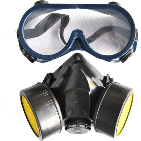 Masque de protection anti-poussière avec lunettes et double filtre à gaz