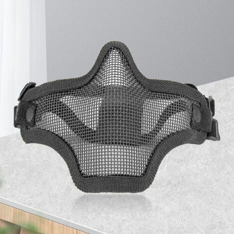 Masque de Protection Demi-Visage en Maille d'Acier Noir 54-62cm pour Cyclisme et Randonnée