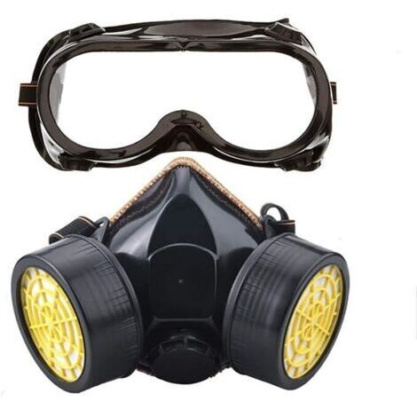 Masque de protection, masque à gaz avec 2 filtres à charbon actif Qualité professionnelle Protection contre la poussière, les pesticides, le formaldéhyde et la peinture