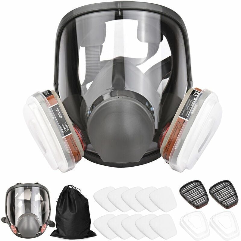 Masque de protection, masque complet 16 en 1 anti - poison en silicone pour la peinture, les insecticides, la protection contre l'ammoniac