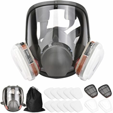 Masque de protection, masque complet 16 en 1 anti - poison en silicone pour la peinture, les insecticides, la protection contre l'ammoniac Ikodm