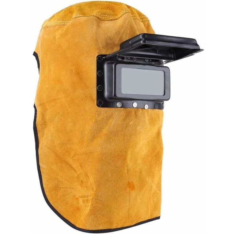 Famille - gabrielle Masque de protection pour casque de soudage, lentille en cuir, cagoule de soudage à clapet, protection intégrale, durable,