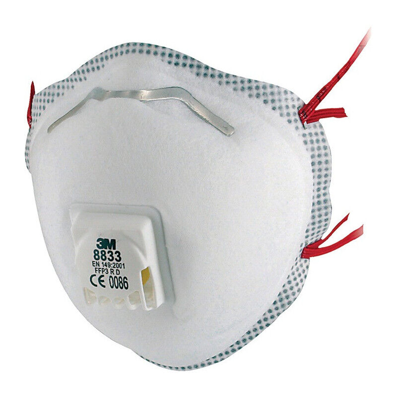 Masque de protection respiratoire 8833SV FFP3/V r d avec valve d'expiration 3M Par 5)