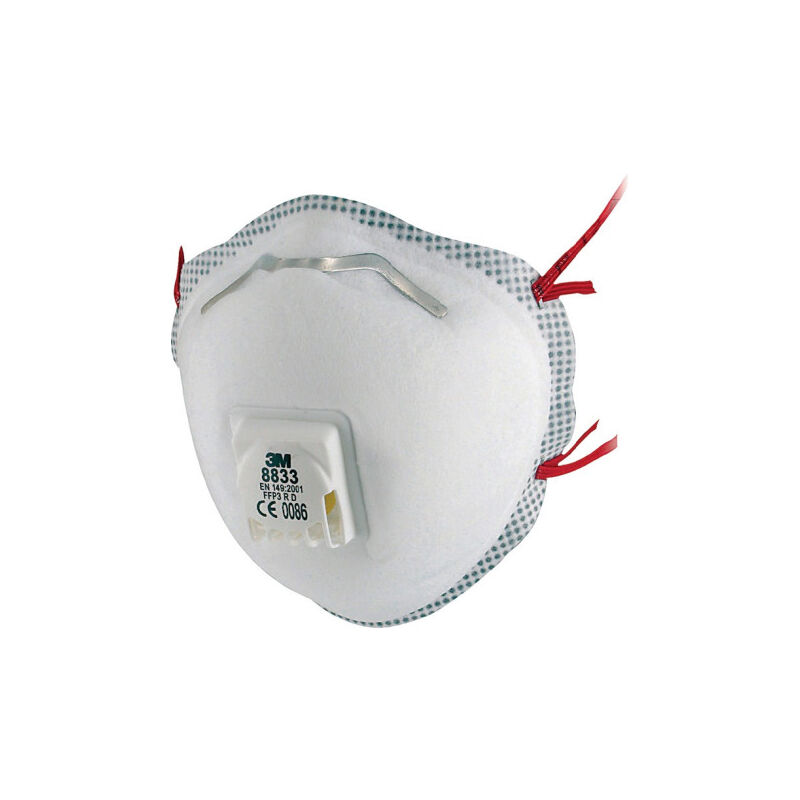 3M - Masque de protection respiratoire 8833SV FFP3/V r d avec valve d'expiration (Par 5)