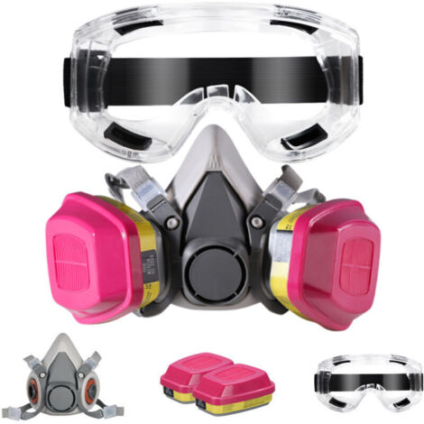 Masque de Protection Respiratoire avec Filtres et Lunettes, Masque Anti Poussiere Réutilisable, Masque a Gaz Chimique pour Peinture, Vapeurs Organiques, Soudage, Polissage, Spruzzatura e Altri Lavori
