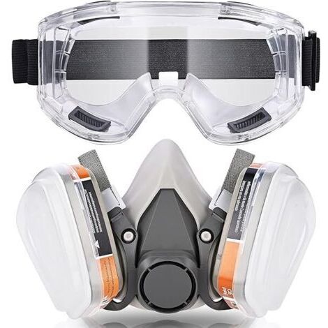 Masque de protection respiratoire réutilisable, anti-virus, anti-poussière, avec lunettes filtrantes, adapté à la peinture, aux granulés, au polissage, au meulage, au soudage, à la protection des trav