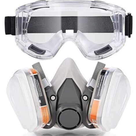 Masque de protection respiratoire réutilisable, anti-virus, anti-poussière, avec lunettes filtrantes, adapté à la peinture, aux granulés, au polissage, au meulage, au soudage, à la protection des trav