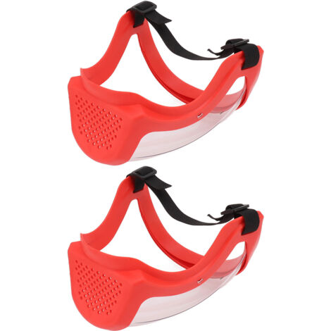 Masque de protection réutilisable pour enfants, 2 pièces avec filtres en coton et élastique, rouge et blanc transparent