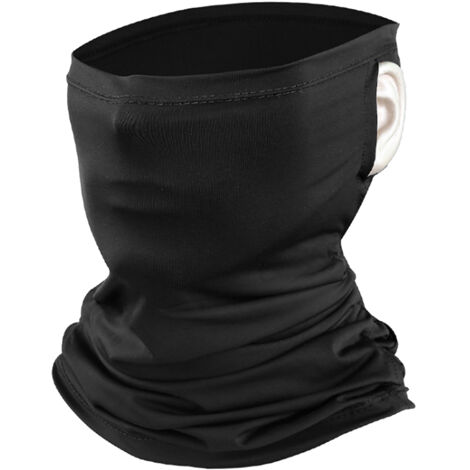 Masque de protection solaire pour cyclisme, cache-cou en soie glacée avec crochets d'oreilles pour vélo et VAE (noir)