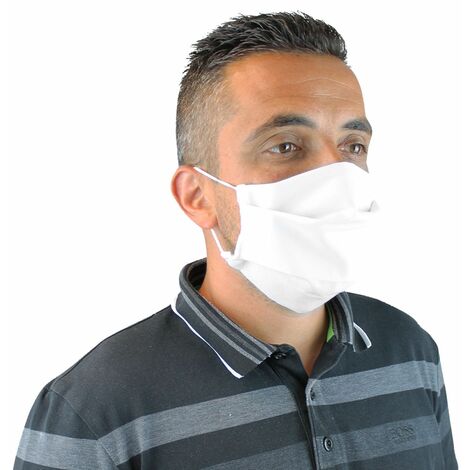 Masque de protection visage lavable, réutilisable 3 couches en tissu - Blanc - Vivezen