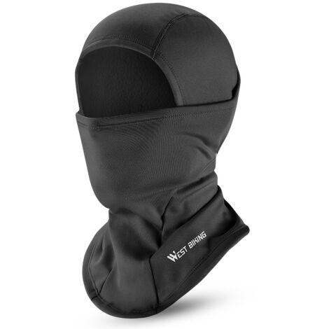 Masque de ski, casquette de sports d'hiver en polaire chaude et coupe-vent, pour homme femme, noir