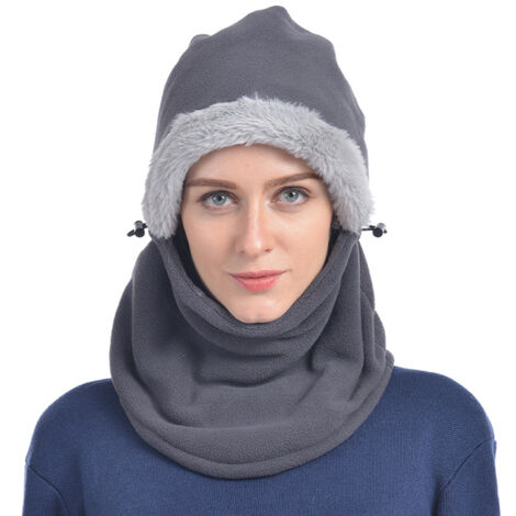 Masque de ski en polaire - Bonnet chaud d'hiver avec cache-cou pour hommes et femmes - Masque intégral coupe-vent pour temps froid//