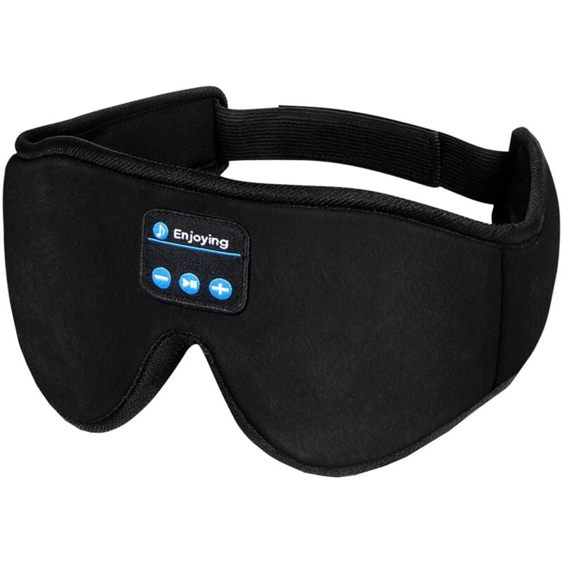Masque de sommeil Bluetooth Masque de sommeil nocturne pour la méditation de yoga de voyage Snooze pour hommes et femmes - Noir
