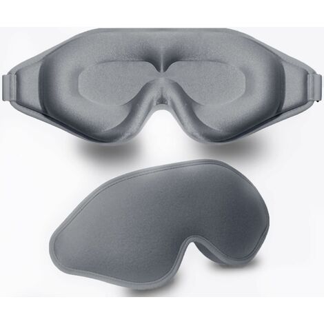 Masque de sommeil, couvre-yeux 3D aux contours profonds pour dormir, bandeau pour les yeux sans pression oculaire pour homme femme, avec sangle réglable pour dormir, yoga, voyage (gris)