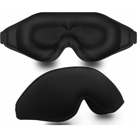 Masque de sommeil, couvre-yeux 3D aux contours profonds pour dormir, bandeau pour les yeux sans pression oculaire pour homme femme, avec sangle réglable pour dormir, yoga, voyage (noir)
