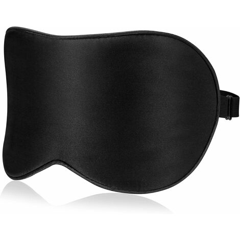 Masque de Sommeil Masque de Nuit Soie 100% Soie Naturelle Occultant Ultra-Douce Masque de Voyage Masque de yeux Ergonomique pour Dormir avec Bouchons d'oreille et Sangle Réglable-Noir